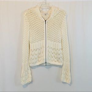 Cabi Cream Crochet Hooded Jacket